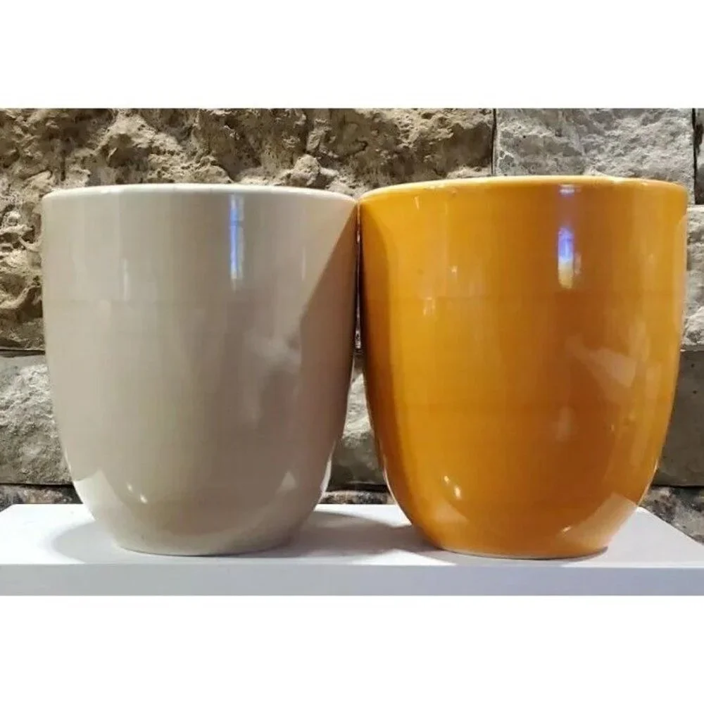Set Of Two Citrus Grove Hand Painted Ceramic Coffee Mug Tea Cups Coffee Bar